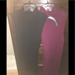 2 ribbed mock neck tanks